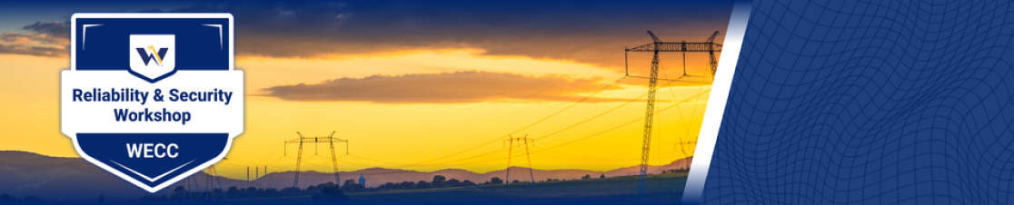 Reliability & Security Workshop badge on picture of transmission towers in field