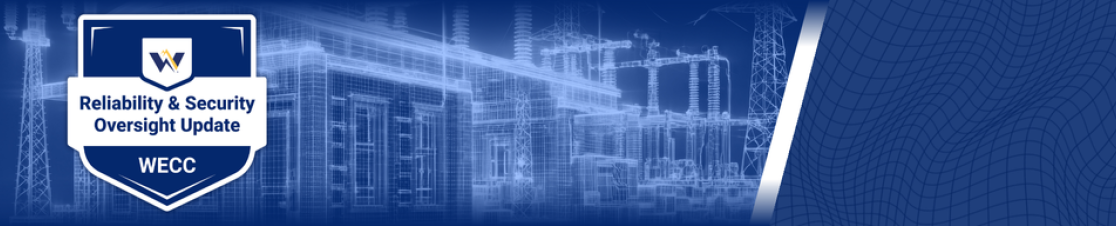 Reliability & Security Oversight Update badge on blue background with schematic